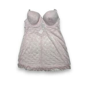 Black Bow Pink Lace Babydoll Lingerie Dress Slip 2x Plus size